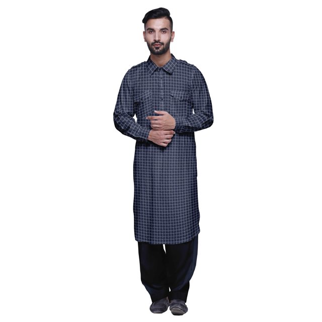 Atasi Printed Rayon Pathani Kurta With Solid Salwar For Mens Party Wear