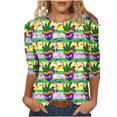 thumbnail image 1 of Penkiiy 2024 Chemise Manches 3/4 Mardi Gras Blouse Fantaisie Femme Imprimé Masque de Carnaval Tunique Thème Fête Col Rond Tee m Multicolore, 1 of 5