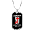 thumbnail image 1 of Be Strong And Courageous Firefighter Stainless Steel or 18k Gold Dog Tag 24" Chain, 1 of 8