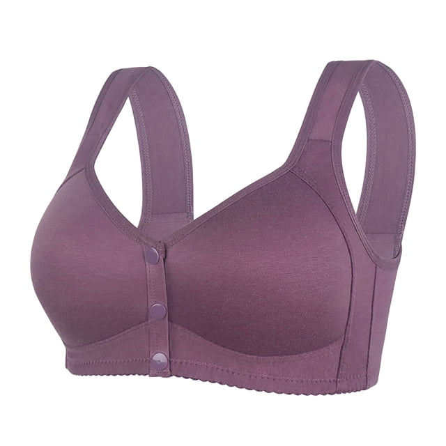 Timegard Womens Bras Front Closure Button Wide Strap Full Support Comfort Bralette Wirefree Daily Bras