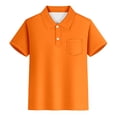 thumbnail image 1 of Sunnyoo Polo à Poche pour Grands Garçons, T-Shirt à Manches Courtes Uni, Orange, 1 of 3
