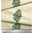 thumbnail image 2 of Soimoi Polyester Crepe Fabric Leaves & Floral Block Print Sewing Fabric Yard 52 Inch Wide, 2 of 3
