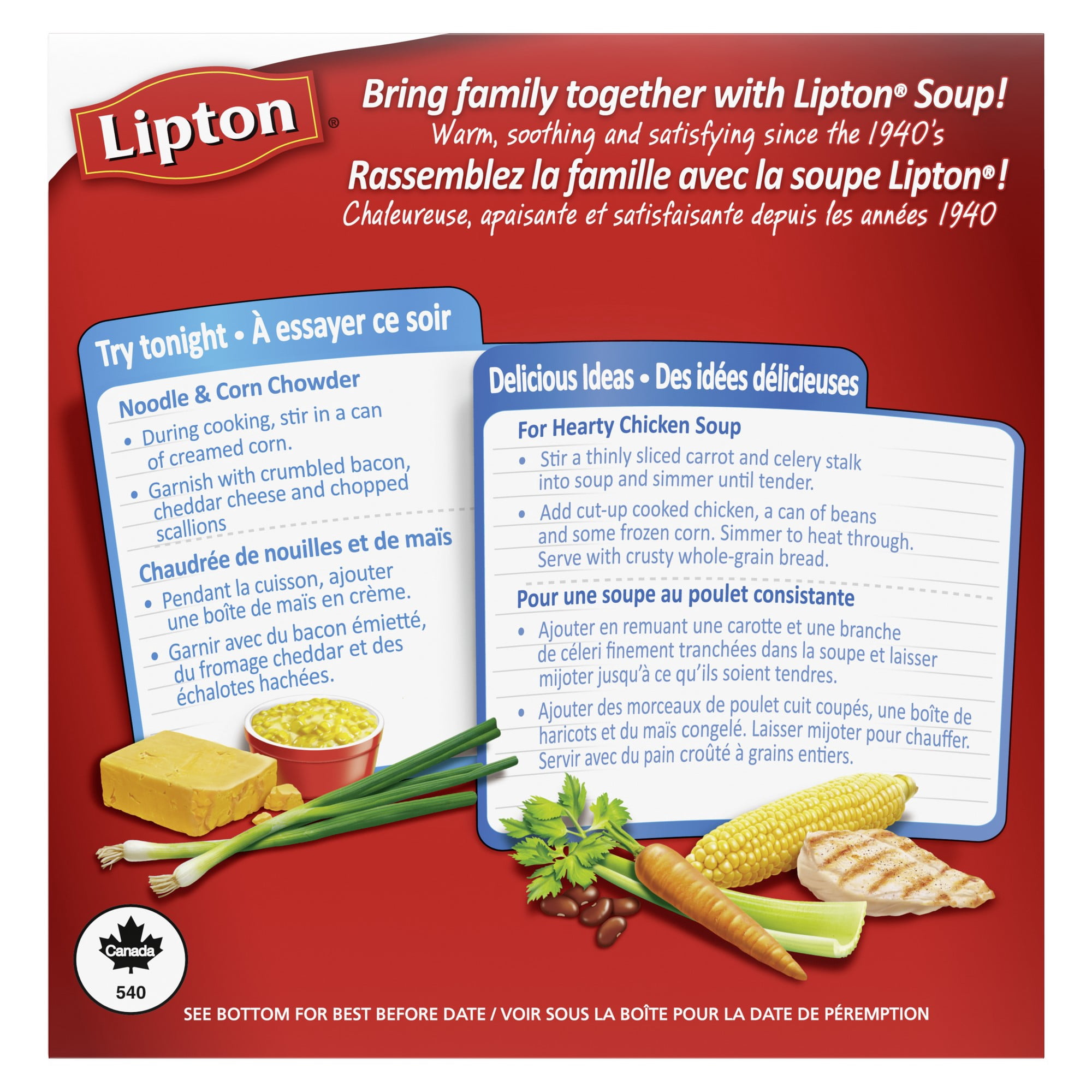 Lipton Mélange à Soupe Sec pour une Soupe aux Nouilles Classique Facile et Délicieuse Poulet et Nouilles Faible Teneur en Gras et Sans Arômes Artificiels 338 g