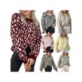 thumbnail image 3 of Honganda Pull Ample d'Automne pour Femmes Motif Léopard Manches Longues Tricot, 3 of 8
