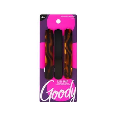 Goody Barrettes à fermeture automatique Easy Snap pour cheveux, noir et écaille, lot de 3