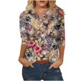 thumbnail image 1 of Birdeem Blouse Mode Femme Manches Trois-Quarts Col en V Imprimé de Pâques Ample, 1 of 5