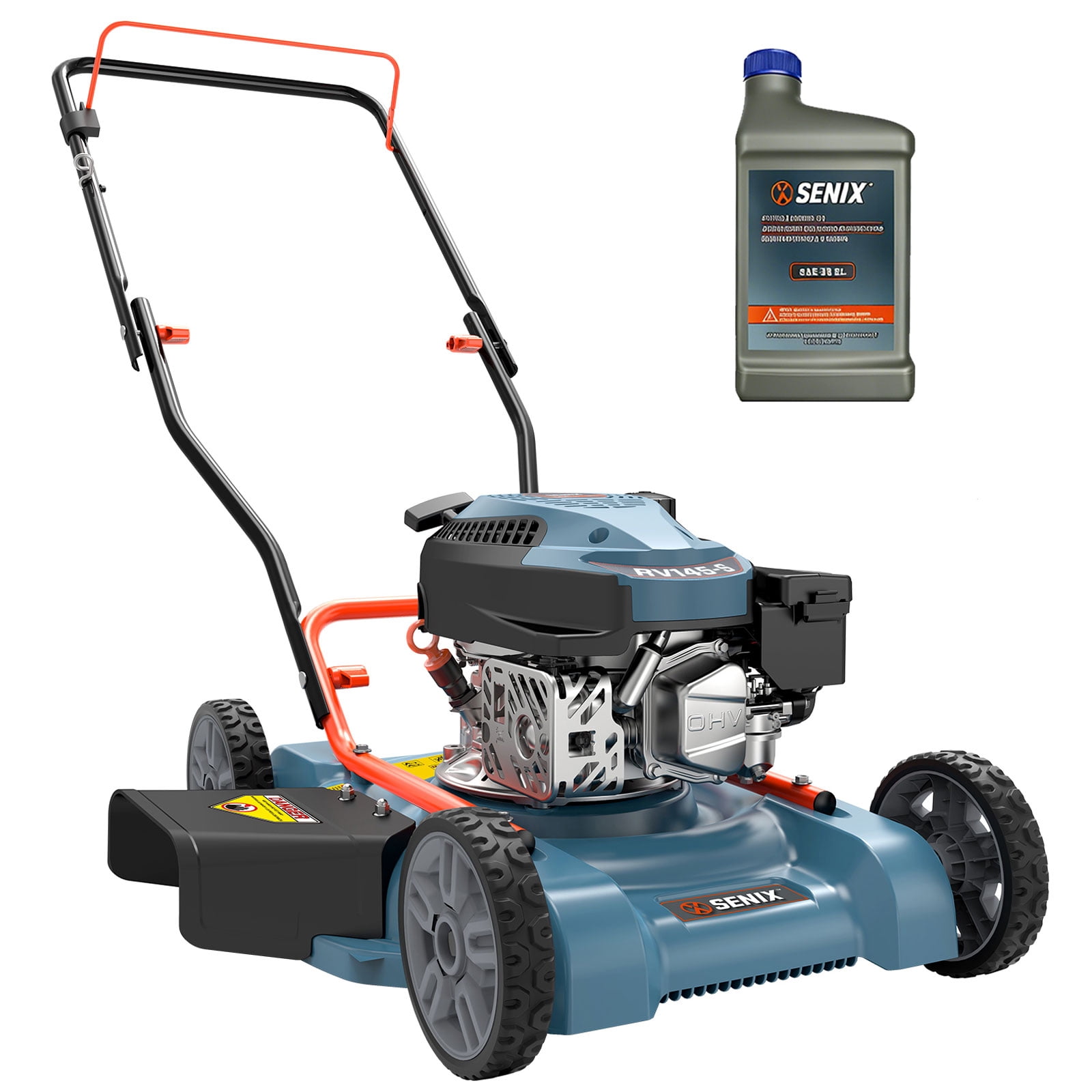 SENIX LSPG-L1 18" 144cc 4-Cycle Gas Powered Push Walk-Behind Lawn Mower, Side Discharge