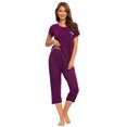 thumbnail image 2 of MINTLIMIT Women's Short Sleeve Tops and Capri Pants Solid Pajama Sets, 2 of 4