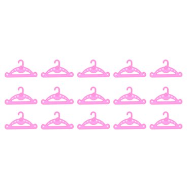 Miangastore 15 Pcs Plastic Doll Clothes Hangers Durable Clothes Hanger Mini Doll Clothes Rack