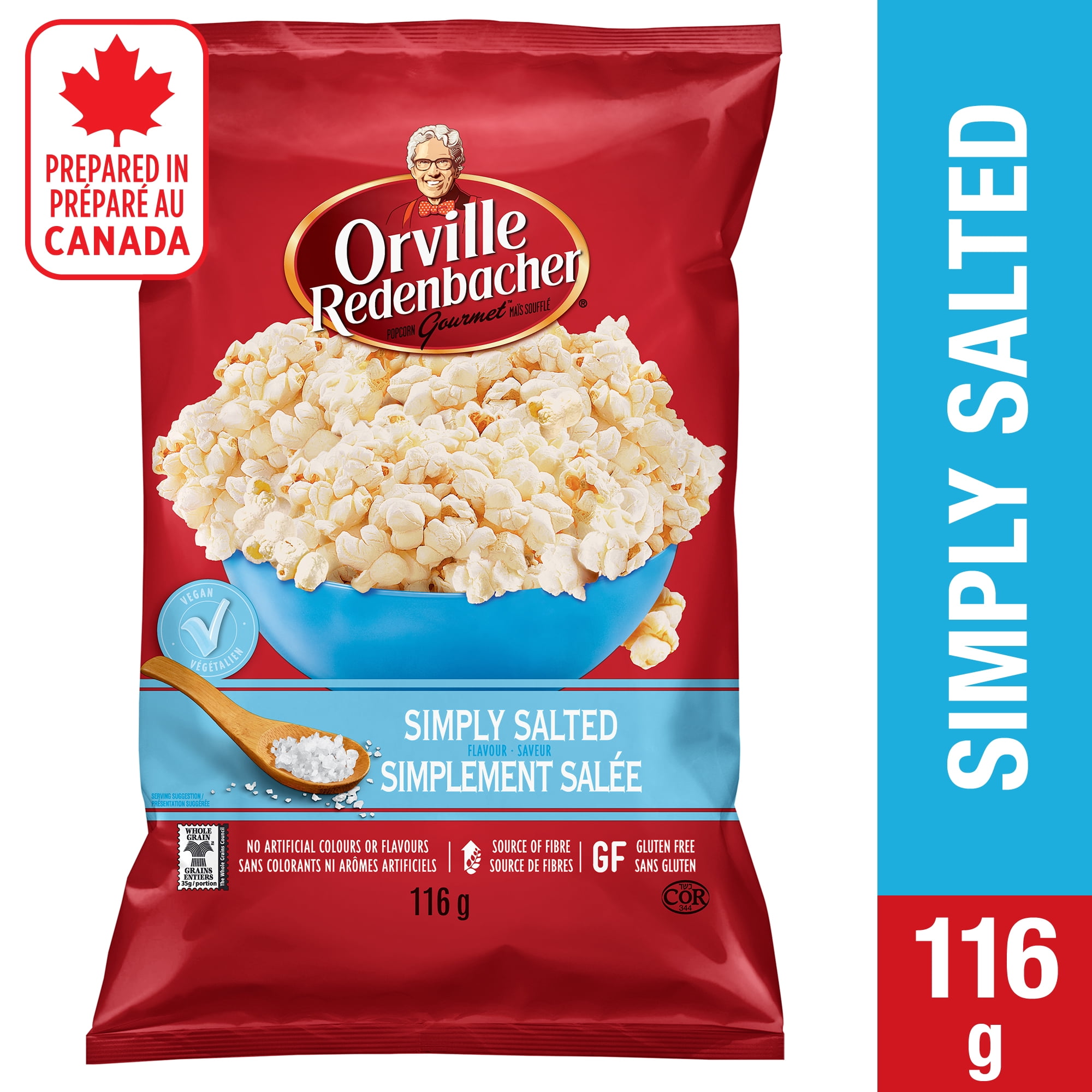 Orville Redenbacher Maïs Soufflé Simplement Salée, Préparé au Canada, Sans Gluten, Source de Fibres, Sans Colorants ni Arômes Artificiels, Végane, 116g