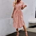 thumbnail image 4 of Robes pour Femmes 2024 Été Surdimensionnées Décontractées Printemps et Col en V Manches Trois-Quarts Robe Imprimée Rabais de 50 % Liquidation!, 4 of 8
