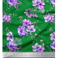 thumbnail image 1 of Soimoi Vert Poly Georgette Tissu Feuilles & Fleurs Imprimé Floral par la Cour 52 Pouces de Large, 1 of 4