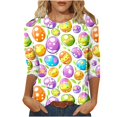 thumbnail image 2 of UPPADA Bunny T-Shirts de Pâques pour Femmes Lapin Oeuf Imprimé T-Shirts Manches 3/4 Col Rond T-Shirts d'Été Décontractés Mignons T-Shirts Graphiques Chandail Confortable Haut Vert,TG, 2 of 5