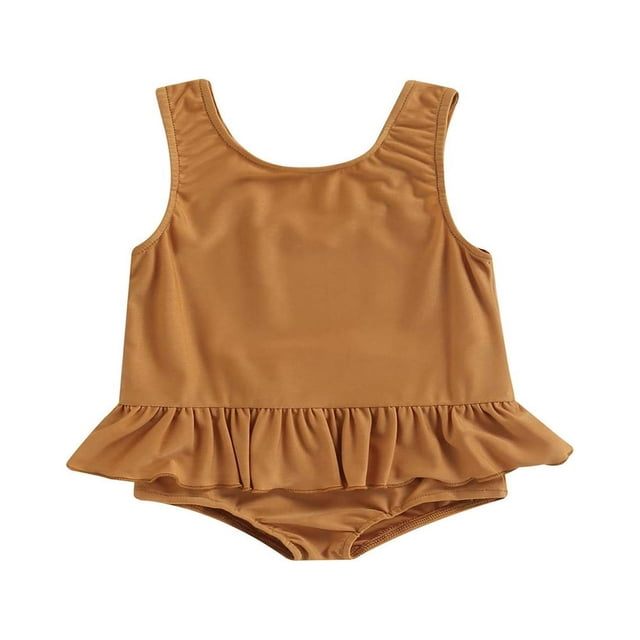 Maillot de Bain pour Bébé Fille Sans Manches à Encolure