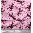 thumbnail image 1 of Soimoi Rayon Fabric Dot & Lobster Ocean Decor Fabric Printed Yard 42 Inch Wide, 1 of 3