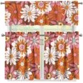 thumbnail image 2 of Hippie Floral Kitchen Curtains 3 Pcs Short Farmhouse Kitchen Curtains and Valances Sets Bathroom Window Curtains, 2 of 5