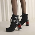 thumbnail image 4 of LSLJS High Bottines à Talons Hauts pour Femmes, Bottines à Talons Hauts Épaisses pour Femmes Heel à Plateforme à Lacets pour Étudiantes, Bottines et Bottillons pour Femmes, 4 of 6