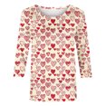thumbnail image 4 of Penkiiy Chemises de la Saint-Valentin pour Femmes, Graphique Cœur, Col Rond, Hauts Décontractés, Blouses Amples à Manches 3/4, Grande Taille, Tunique 2025 m Multicolore, 4 of 5