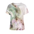 thumbnail image 4 of EQWLJWE Hauts pour Femmes 2023 Été Mode Femme Été Aguichant Plissé Imprimé Régulier Femme Manches Courtes Col Rond Bouton Haut Hauts pour Femmes Liquidation, 4 of 5