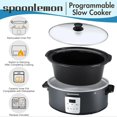 thumbnail image 3 of 7QT Electric Slow Cooker with 20h Programmable & 3 Heat Settings, Large Capacity Cooker with Digital Timer, Compatible with 30 PCS 13"X21" Cooking Liners, Oval Ceramic Pot for Kitchen Appliances, 3 of 9