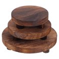 thumbnail image 3 of Shisuyan 3pcs Wood Plant Stand Round Wood Riser Small Wooden Plant Stool Rustic Pedestal Display Stand for Garden Home Desktop Table Counter, 3 of 8