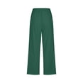thumbnail image 4 of Plebaso Womens Elastic Waist Capris Pants Solid Color Straight Wide Leg Trousers With Pockets Ladies Casual Trousers, 4 of 5