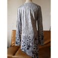 thumbnail image 3 of BJYX T-shirt Femme en Maille Imprimée Florale Ourlet Irrégulier Tunique Pull Manches Longues Col Rond Blouses, 3 of 5