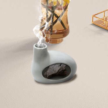 Holder Ceramic Censer with Chimney Decoration Cone Incense Burner Brown