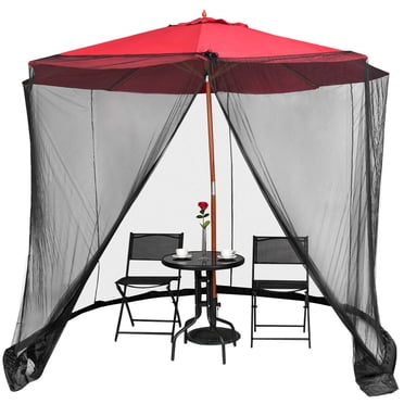 Gymax Moustiquaire de Table 9/10 Pi pour Parasol, Couverture Moustiquaire Anti-Moustiques, Moustiquaire pour Terrasse Extérieure