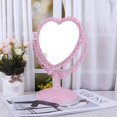 thumbnail image 2 of ORUYROP 2Sides Heart-shaped Makeup Mirror 360 Rotatabling Stand Table Cosmetic Mirror Dresser (Pink), 2 of 3