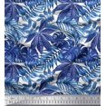 thumbnail image 1 of Soimoi Blue Cotton Jersey Fabric Tropical Leaves Fabric Prints By Yard 58 Inch Wide, 1 of 5