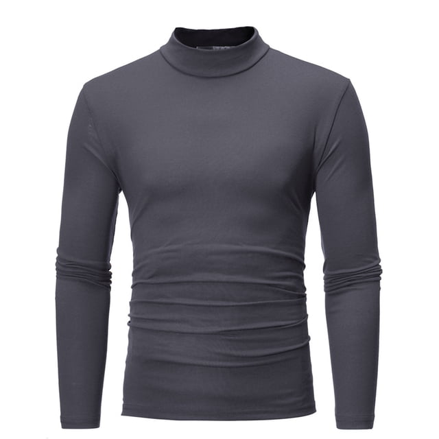 CEHVOM Chemise de Base Ajustée Extensible Unie à Col Mi-Haut à Manches Longues pour Homme Vente