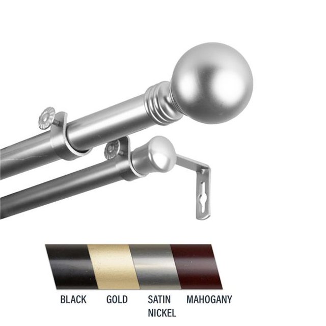 Central Design 100-01-1605-D Globus 1 Po Tringle à Rideaux Double, 160-240 Po - Nickel Satiné
