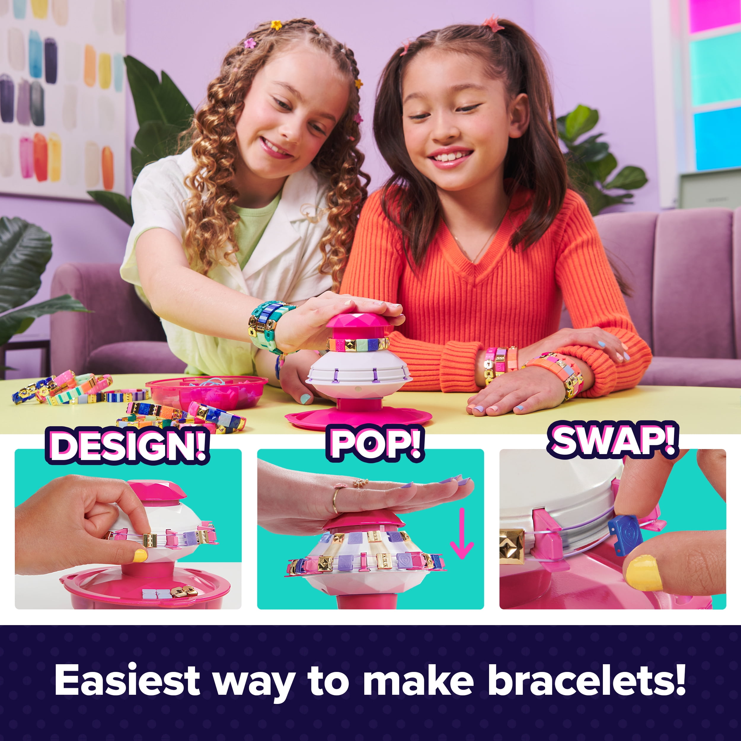 Cool Maker PopStyle Bracelet Maker, 170 superbes perles, 10 bracelets, rangement, coffret de fabrication de bracelets d'amitié, jouets d'art et de loisirs créatifs pour filles