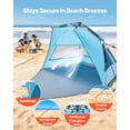 thumbnail image 4 of VEVOR Beach Tent Sun Shelter for 4 Person, Pop Up Beach Tent UPF 50+ Protection, Portable Sun Shade Canopy with Carrying Bag and Sand Pockets, Easy Setup Umbrella for Camping Fishing Outdoor Picnic, 4 of 9