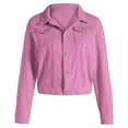 thumbnail image 4 of Veste en Denim Unie pour Femmes à Manches Longues, Cardigan Amincissant, Manteau avec Poches, Haut, 4 of 5