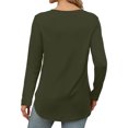 thumbnail image 4 of Pisexur Hauts pour Femmes Décontractés Col Rond T-Shirts Couleur Unie Été Classique Manches Longues Tuniques Tendance Blouses Automne, 4 of 6