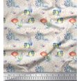 thumbnail image 1 of Soimoi Cotton Poplin Fabric Fish & Octopus Ocean Print Sewing Fabric Yard 56 Inch Wide, 1 of 2