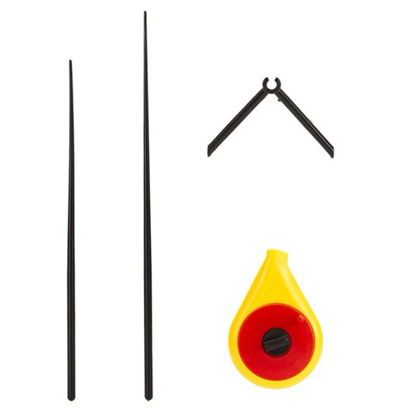 Canne à Pêche sur Glace en Plastique pour Pêche d'Hiver en Plein Air avec Embouts de Canne Doubles et Mini Moulinet Dissimulé