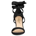thumbnail image 2 of BLISSFUL STEP Women's Solid Color Strap Block Heel Lace up Sandals, 2 of 7