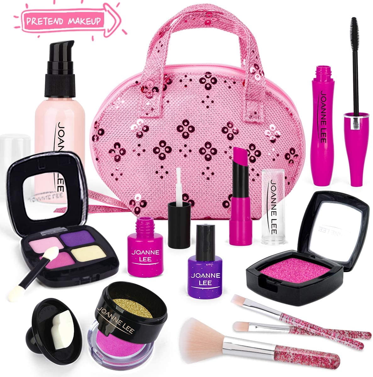 Makeup Kit Toys for 2, 3, 4, 5 Year Old Girls, First Make Up Set for Little Princess Play Dress Up, Kids Cosmetic, Best Birthday Gift for Toddler-with Polka Dot Bag (Not Real Makeup)