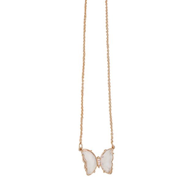 PVCS Collier Papillon Multicolore pour Femmes, Chaîne de Clavicule en Cristal avec Pendentif