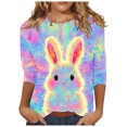 thumbnail image 2 of Ladies' Loose Casual Easter Print Round Neck Three Quarter Sleeve 3/4 Sleeve T-Shirt Top, 2 of 5