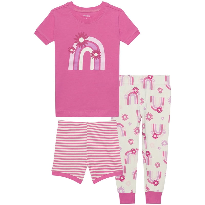 PL Sleep Toddler Girl Three Piece Top, Pant & Short Set