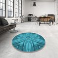 thumbnail image 4 of Ahgly Company Tapis Rond Lavable en Machine Intérieur Transitionnel Vert Cyan Foncé, 8 Pieds Rond, 4 of 7