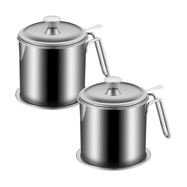 Oleegame 2PC Blue Juice Grease Container Kitchen Used Cooking Oil Storage Can Grease With Fine Mesh Strainer Lid For Fat Hot Frying Oil