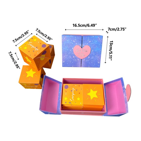 Surprise Bouncing Money Box Gift Set, Pop Up Magic Trick Gift Box with 16 Jumping Boxes and 4 Butterfly Cards, Christmas Eve Money Puzzle Box for Gift Giving, Novelty Present Box with Storage Bag