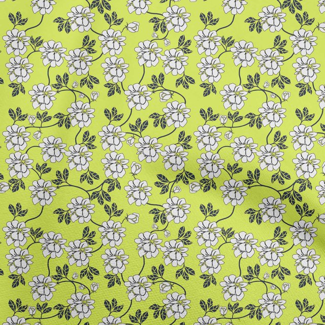 oneOone Georgette Viscose Lime Fabric Leaves & Clover Craft Projects Decor Fabric Printed By The Yard 42 Inch Wide