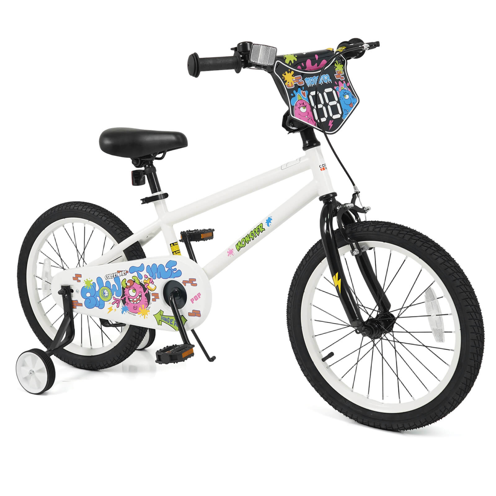 Costway 18 Inch Kids Bike for Ages 4-8 Years Old, Toddler Bicycle with Training Wheels White