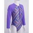 thumbnail image 3 of YONGHS Kids Girls Long Sleeve One Piece Swimsuits Zipper Rash Guard Swimwear UV Protection Bathing Suit Purple 8, 3 of 7
